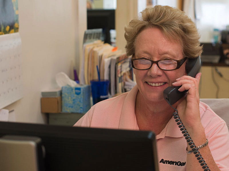 Woman on telephone at computer
