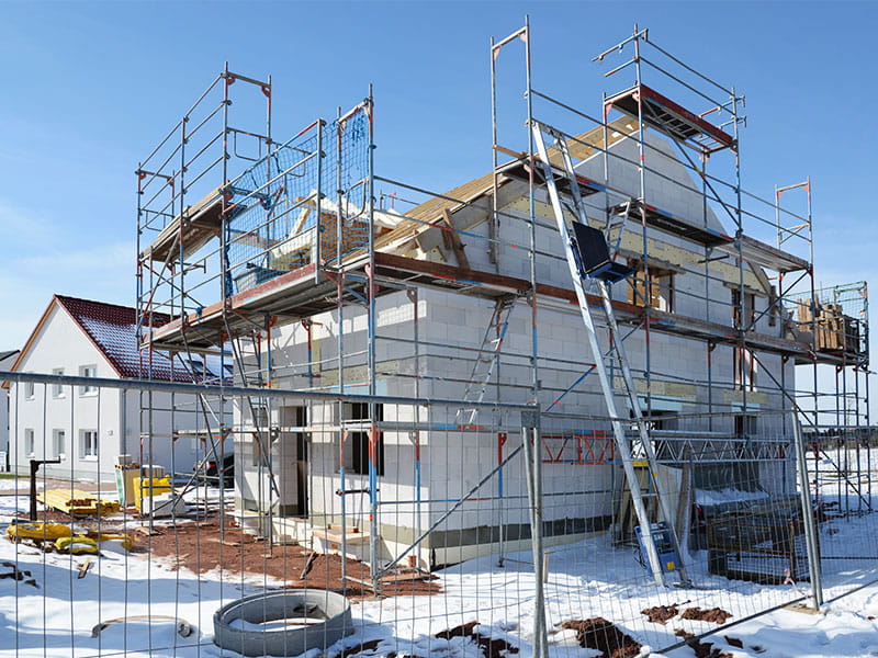 Winter construction site.