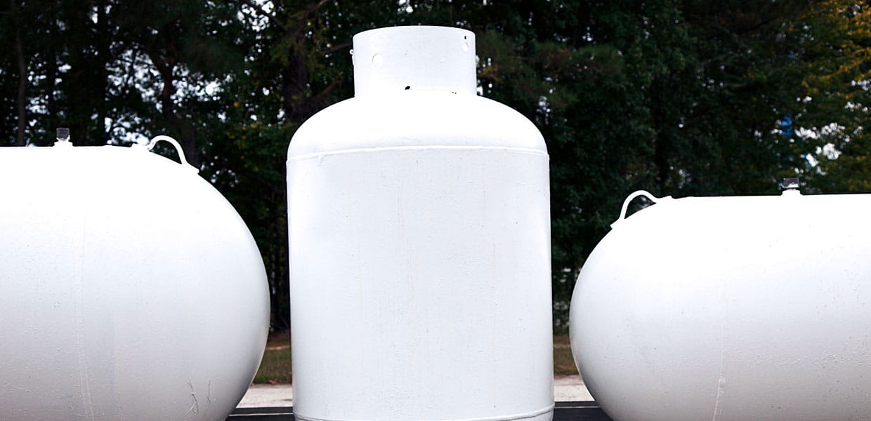 Propane tanks.