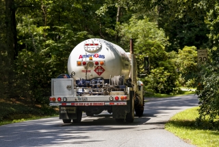 AmeriGas propane truck driving away