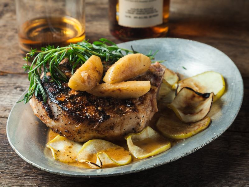 Grilled Bourbon Apple Glazed Porkchops