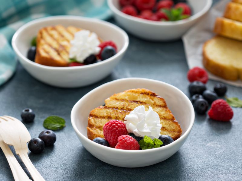 Grilled Pound Cake with Berries and Whipped Cream