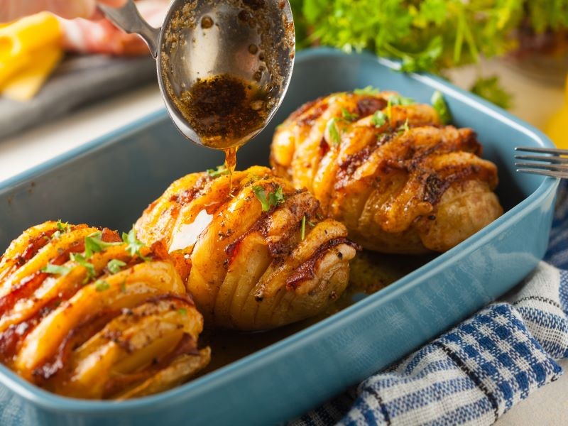 Bacon and Cheese Hasselback Potatoes