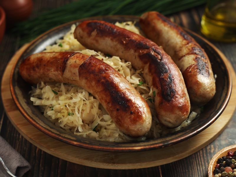 Grilled Bratwurst and Sauerkraut