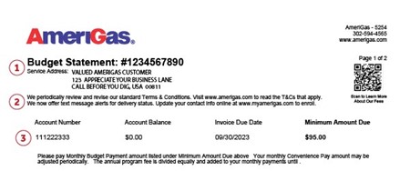 AmeriGas Budget Pay Invoice - Invoice Reference Information Example